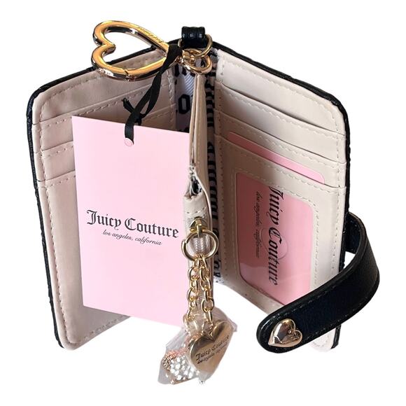 NEW Juicy Couture Not Your Babe CARD WALLET Handbag Crown Heart Charms Key Ring - Picture 2 of 8